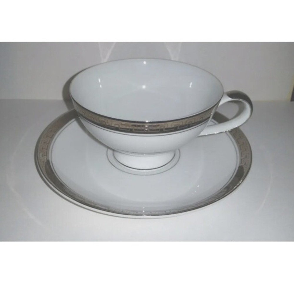 Mikasa Alton Pattern 5299 Footed Cup & Saucer Fine China Japan Platinum